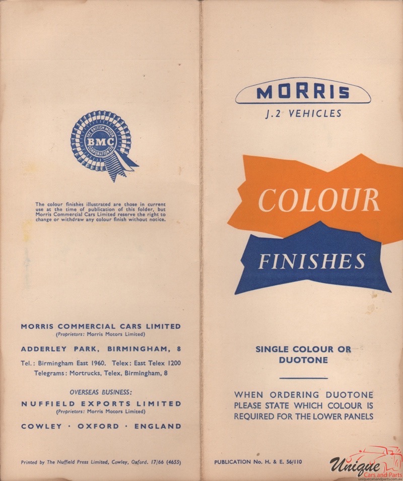 1960 Morris J2 Corporate Paint Charts 2